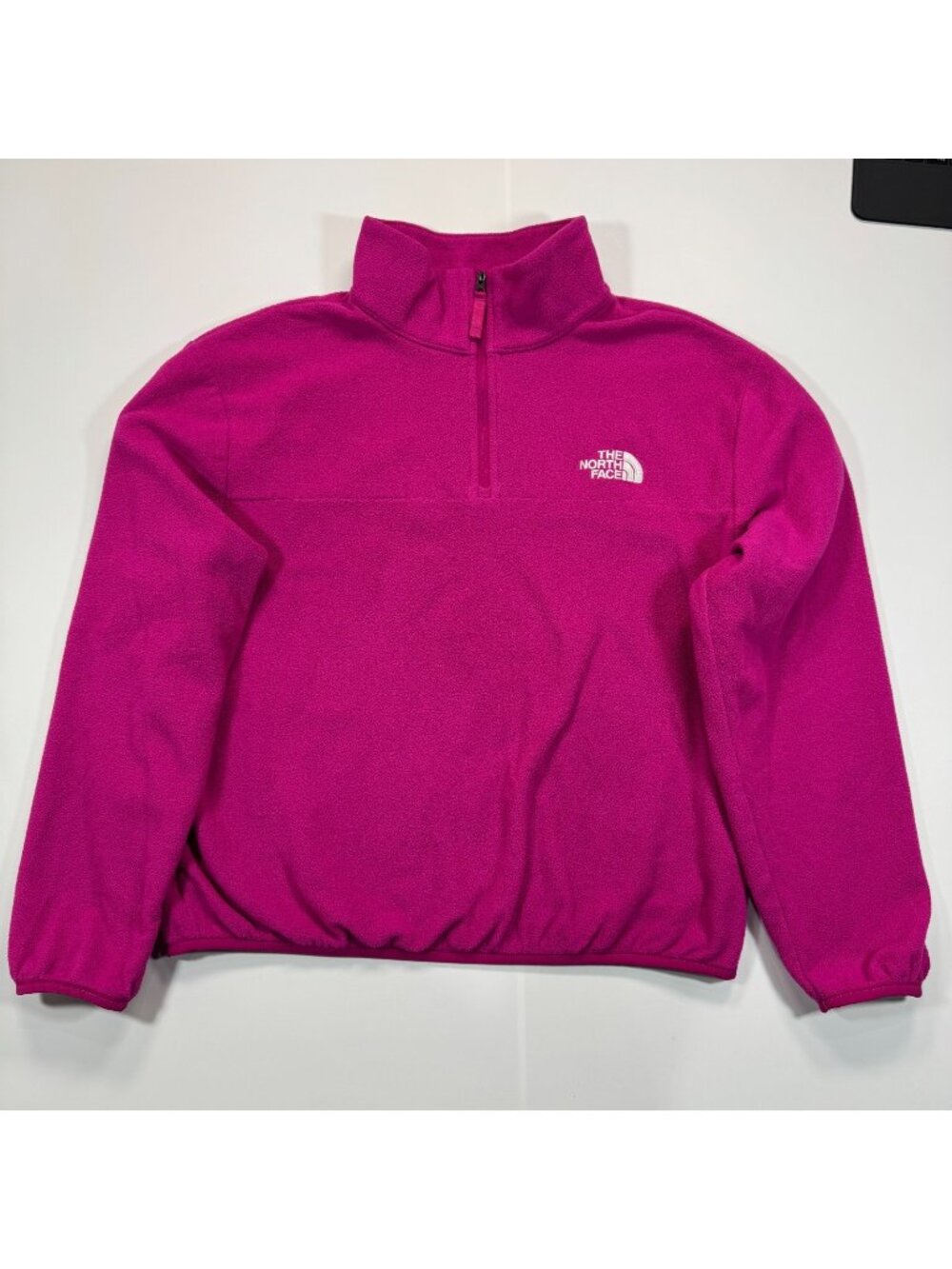 The North Face Sweatshirt Womens M Pink Polyester Fleece 1/4-Zip Stand-Up Collar